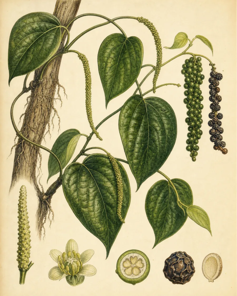 Black Pepper botanical illustration