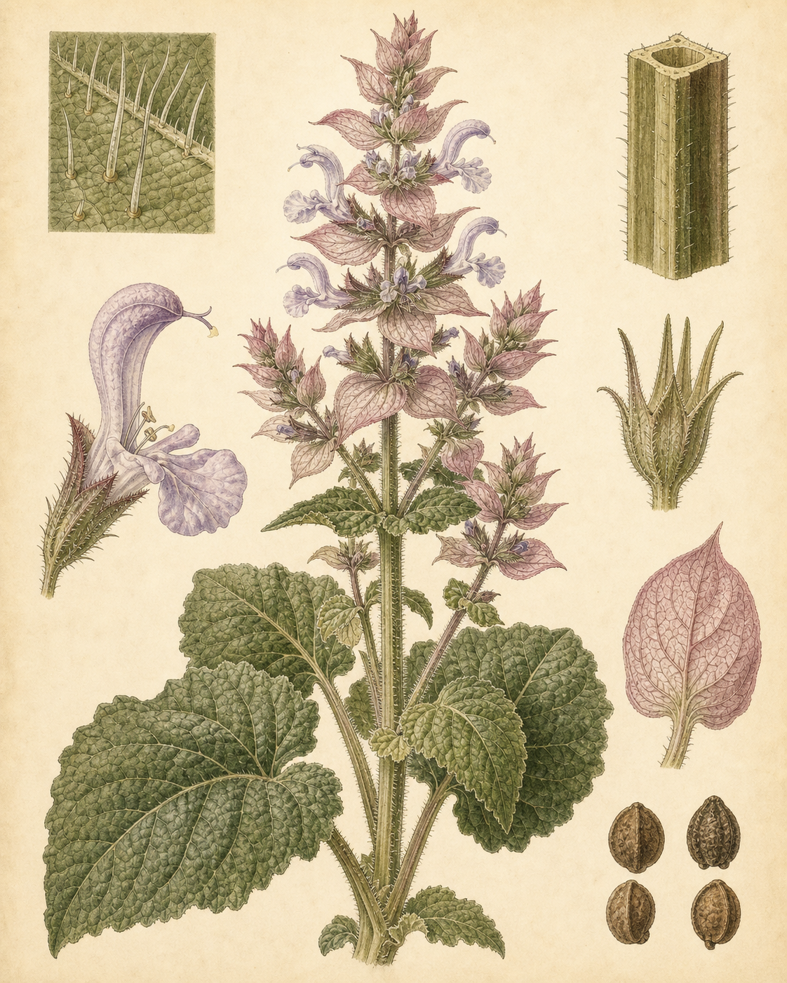 Clary Sage botanical illustration