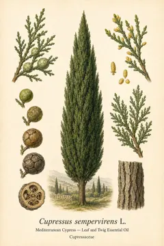 Cypress botanical illustration