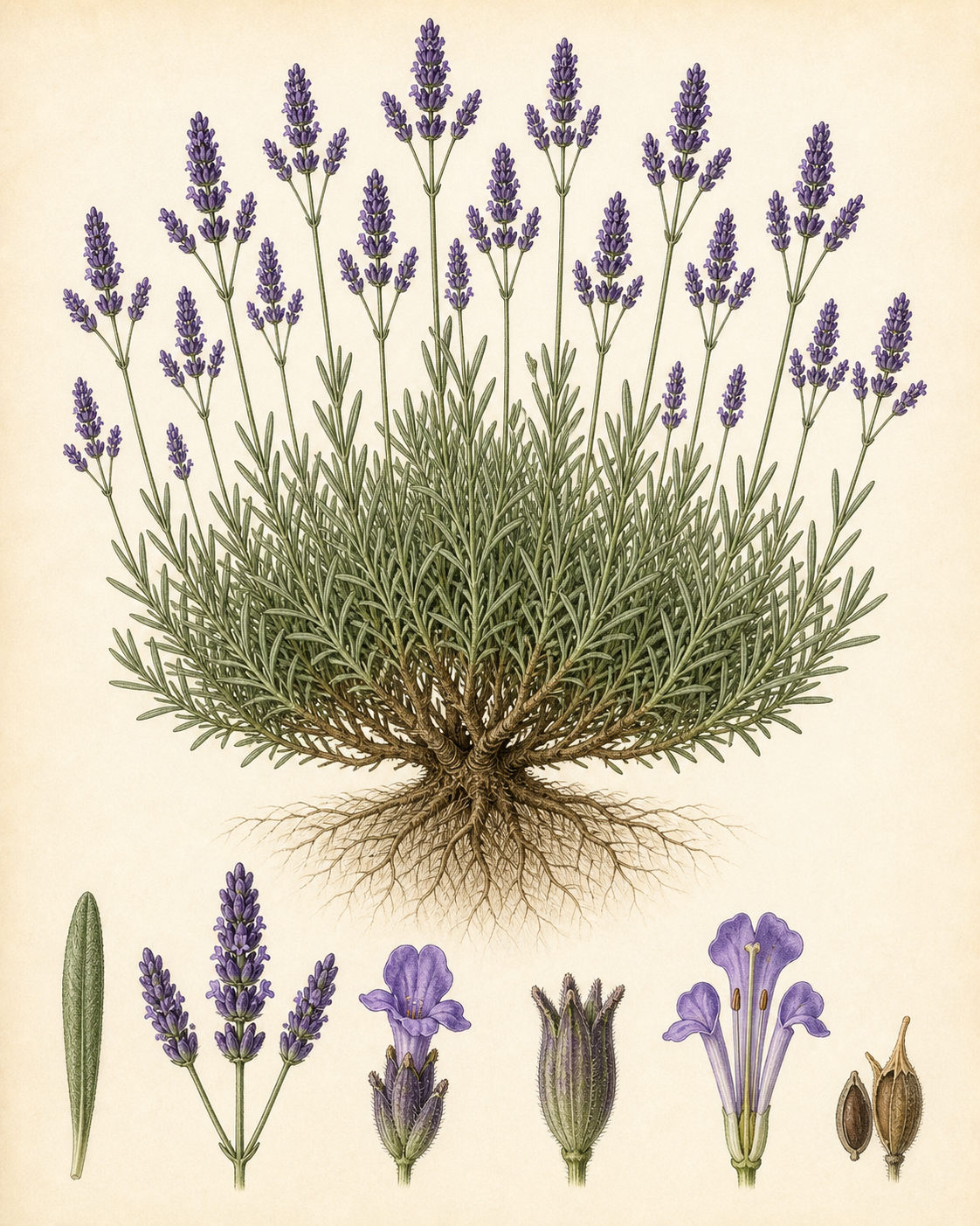 Lavandin botanical illustration