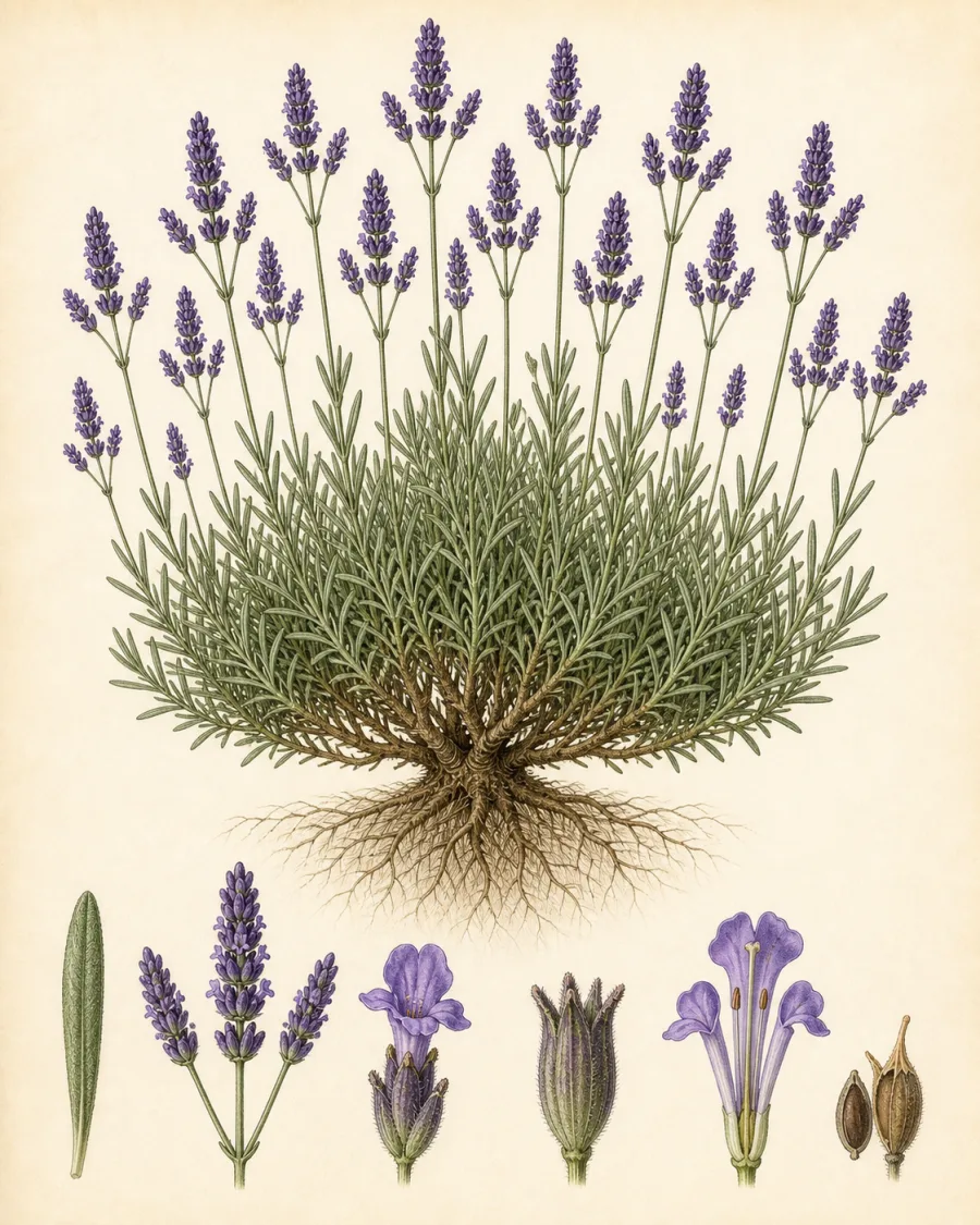 Lavandin botanical illustration