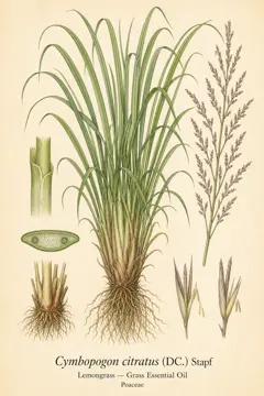 Lemongrass botanical illustration
