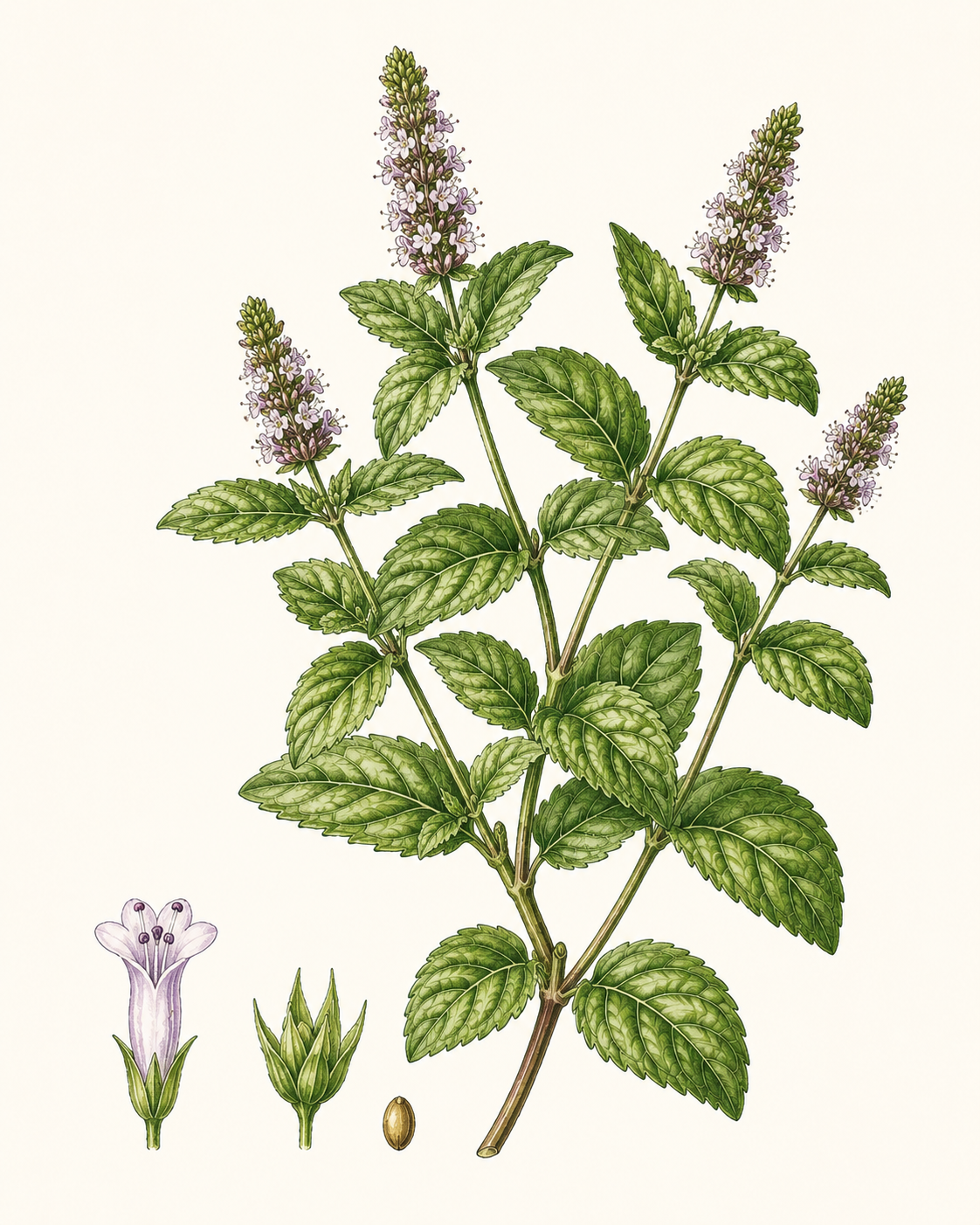 Peppermint botanical illustration