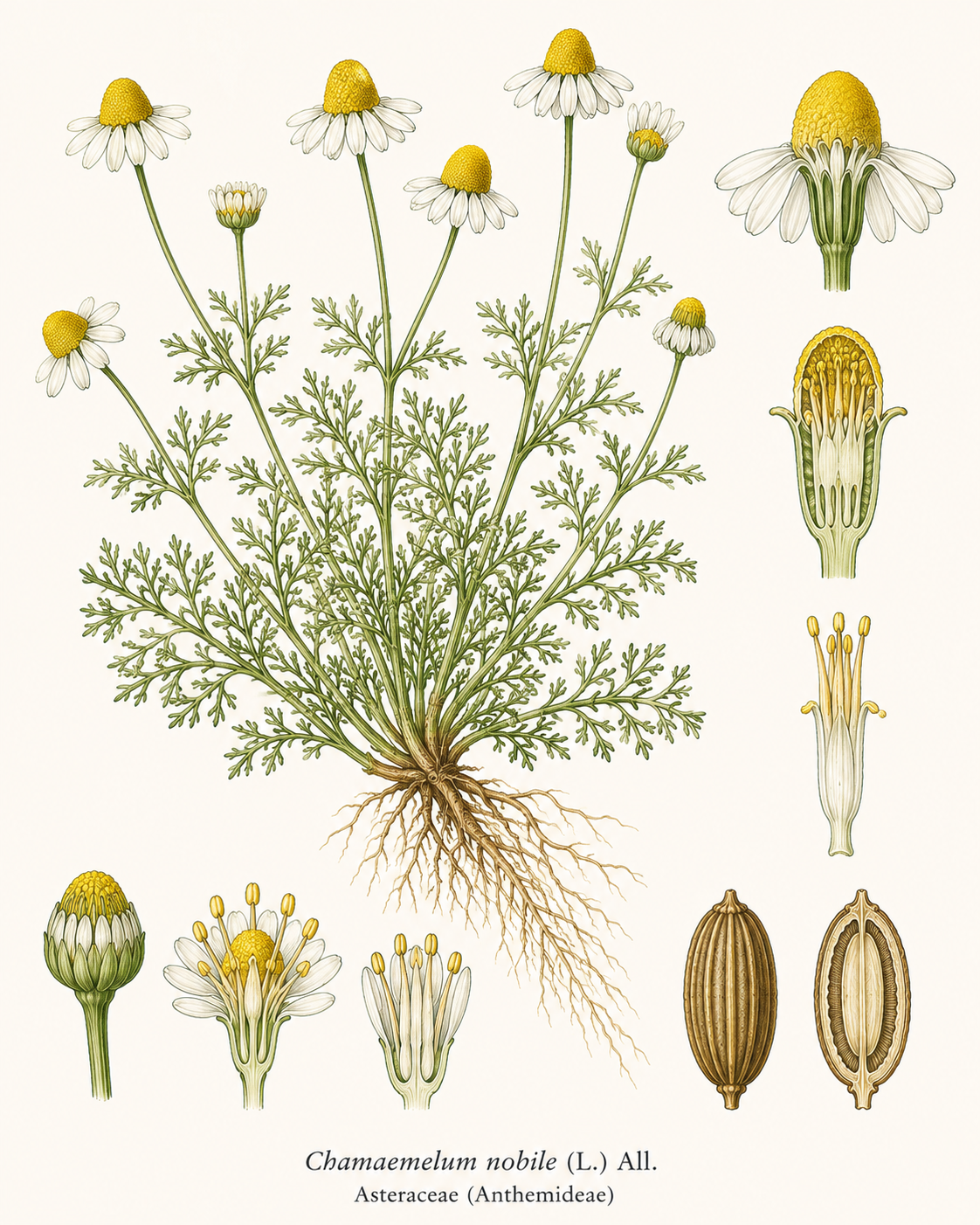 Roman Chamomile botanical illustration