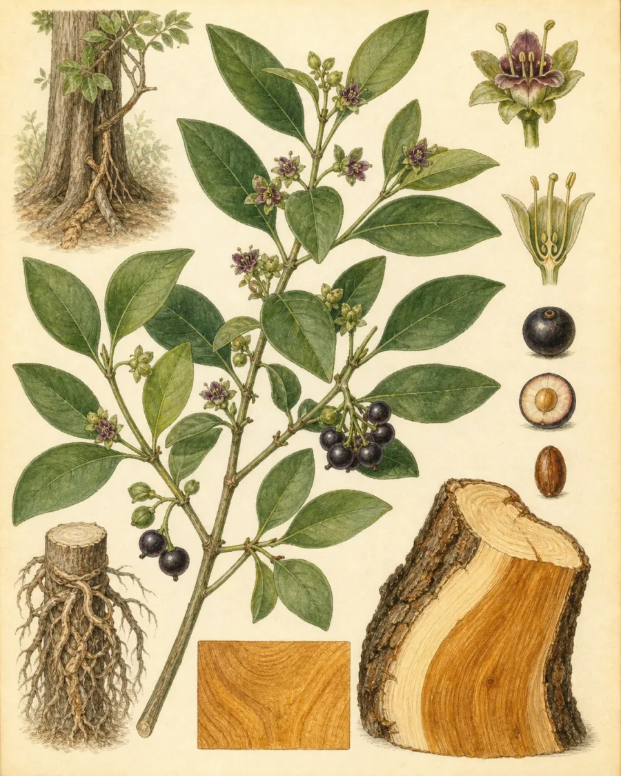 Indian Sandalwood botanical illustration