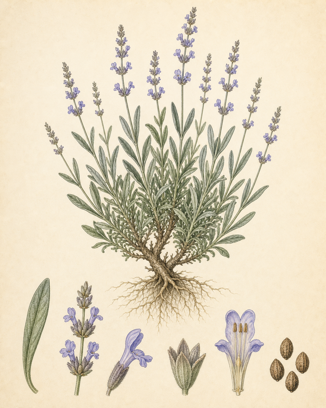 Spike Lavender botanical illustration