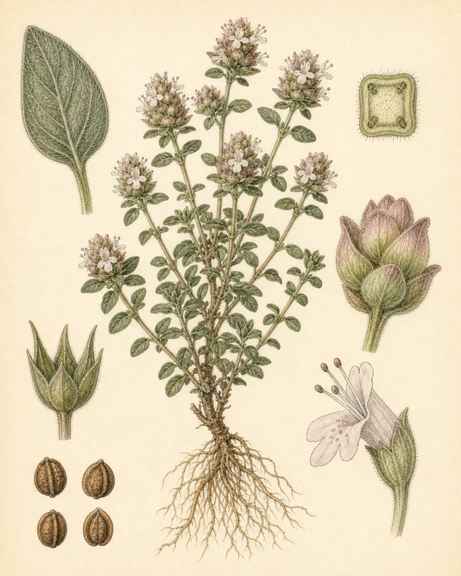 Sweet Marjoram botanical illustration